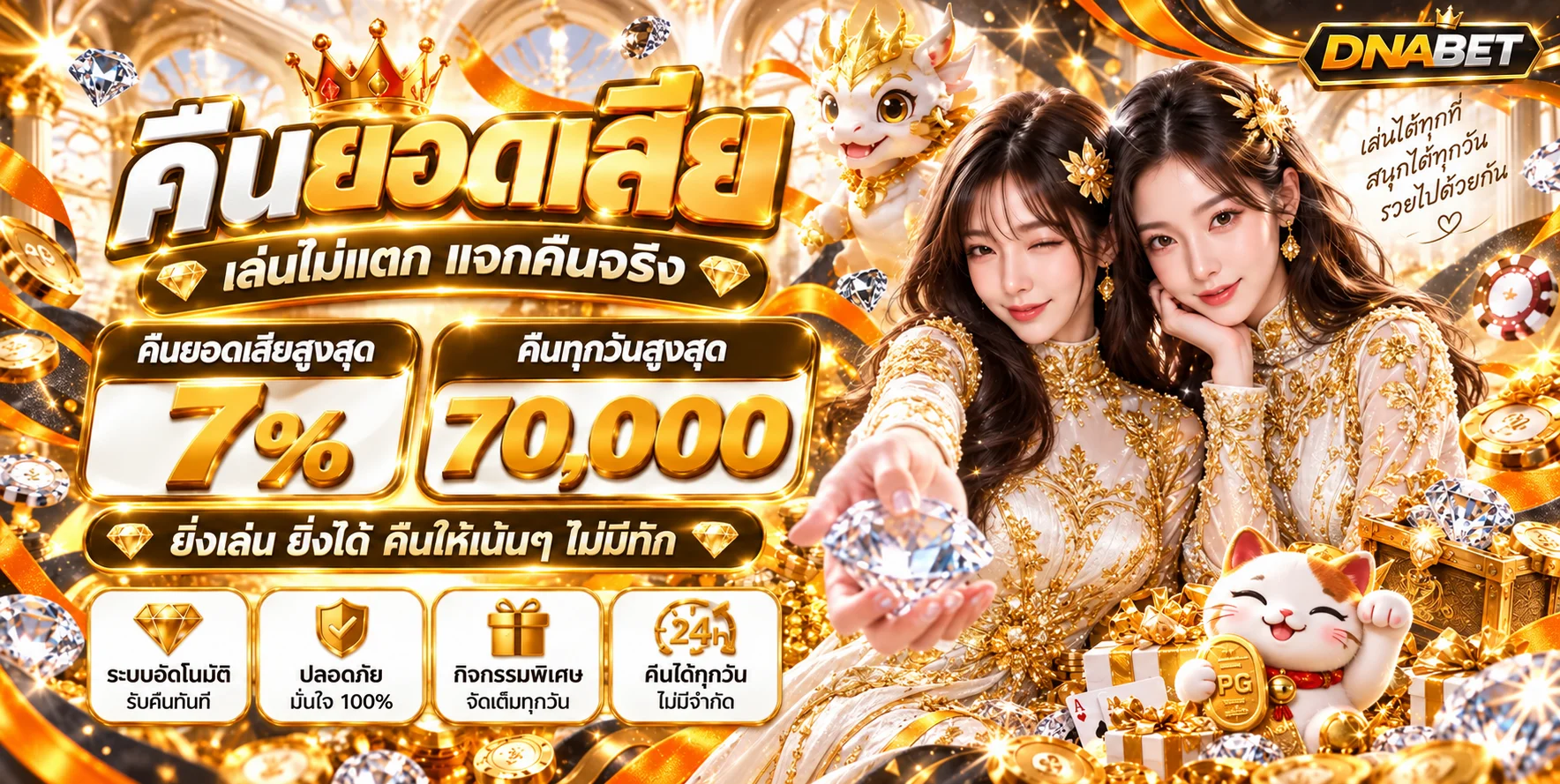 แบนเนอร์ DNABET คืนยอดและเกมออนไลน์โทนทองส้ม